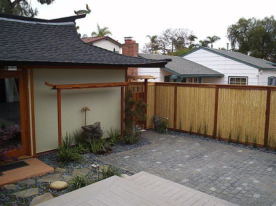 Yard Enclosed by Bamboo Fence