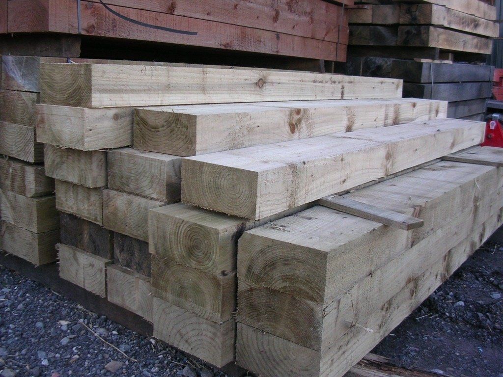 new treated green spruce sleepers