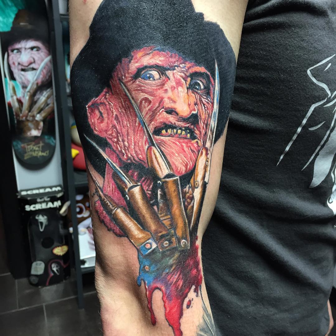 Freddy Krueger Tattoo by Chris Labrenz at Black Gold Tattoo Co in Edmonton Alberta Canada