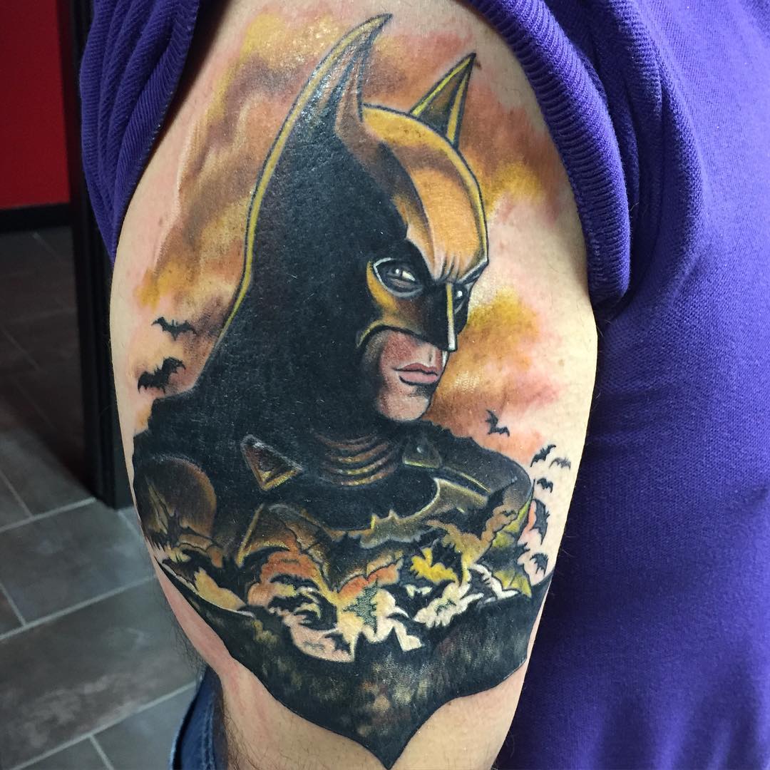 Batman Tattoo by Chris Labrenz at Black Gold Tattoo Co in Edmonton Alberta Canada