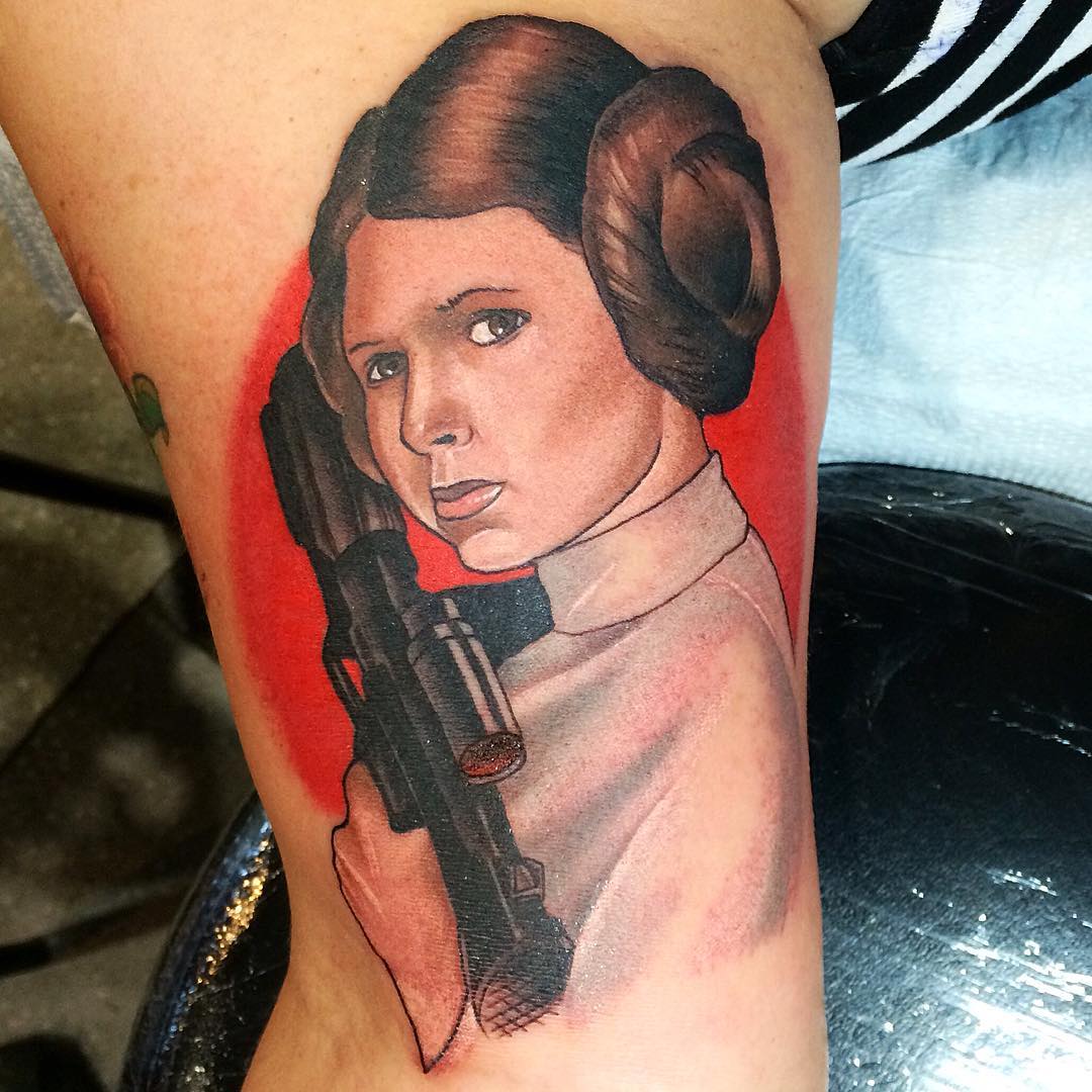 Princess Leia Tattoo by Chad Lavers at Crimson Empire Tattoo in Edmonton Alberta Canada