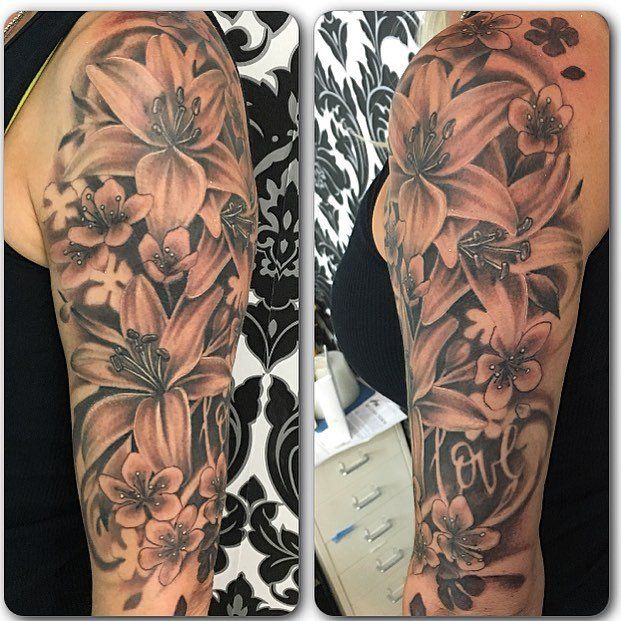 Floral Tattoo by Sarah Michelle at Black Gold Tattoo Co in Edmonton Alberta Canada