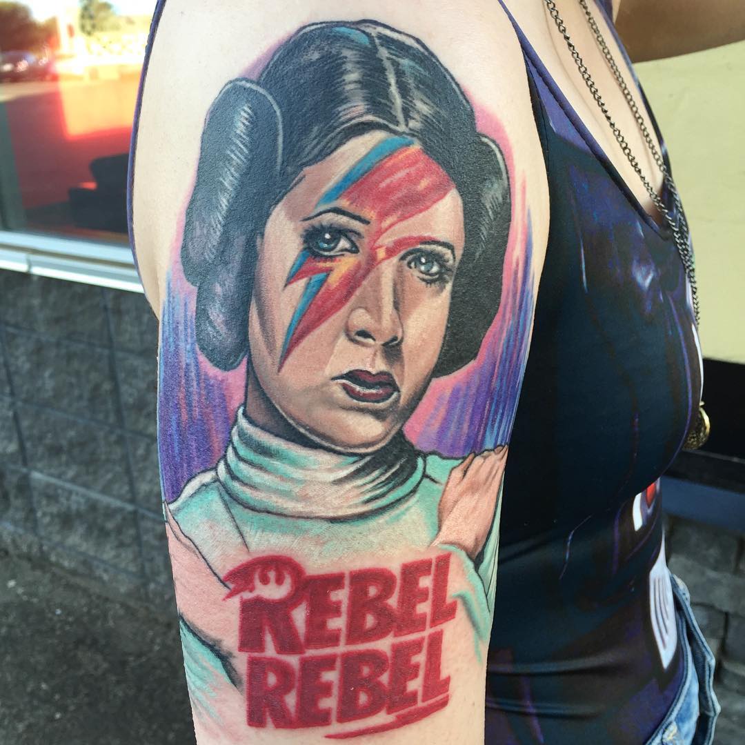 Princess Leia Tattoo by Chris Labrenz at Black Gold Tattoo Co in Edmonton Alberta Canada