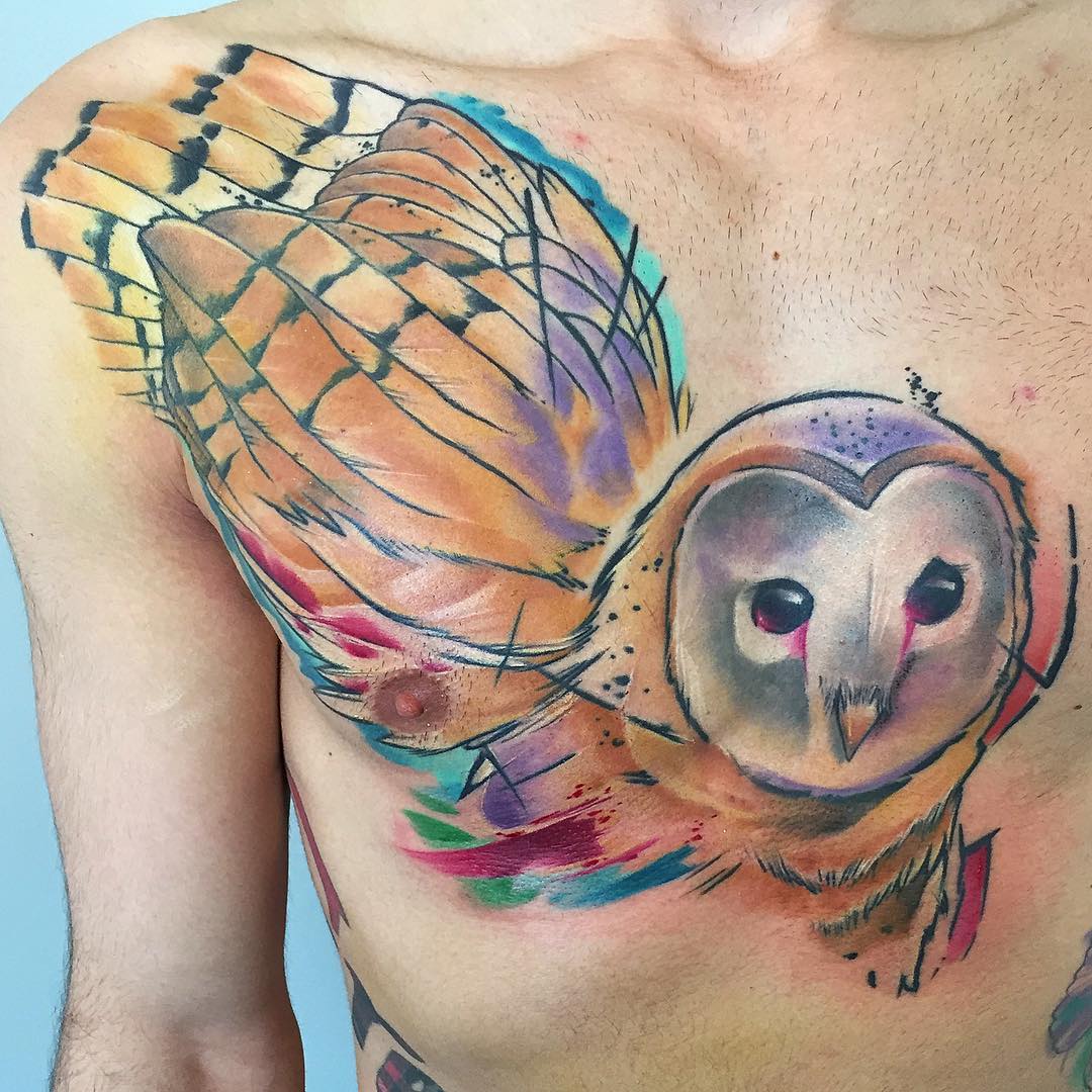 Owl Tattoo by Chad Lavers at Crimson Empire Tattoo in Edmonton Alberta Canada