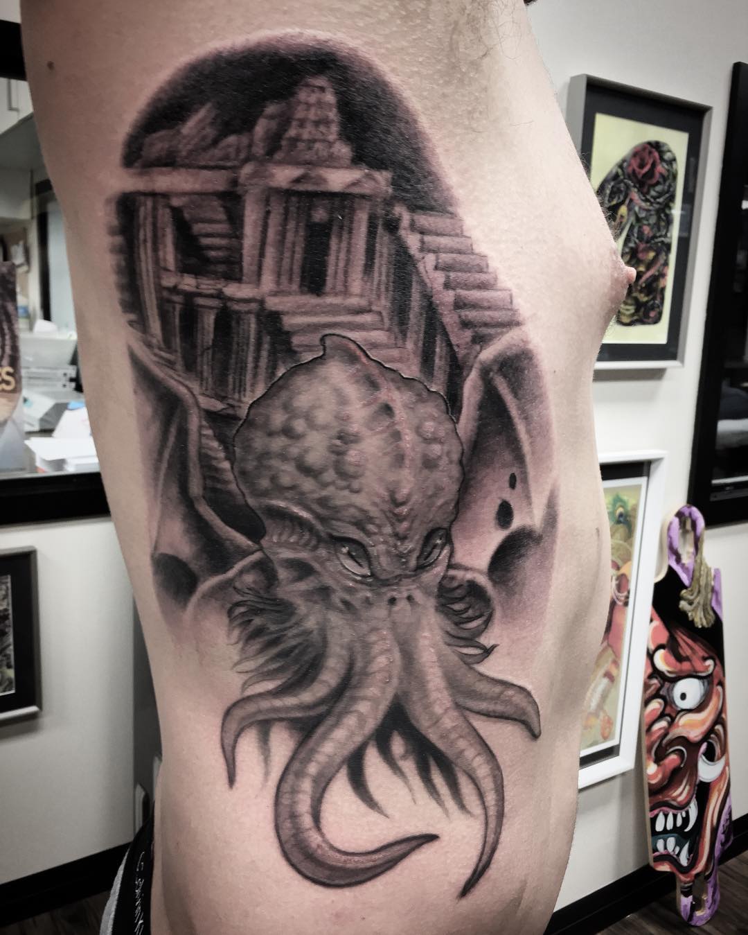 Cthulhu Tattoo by Steve Hayes at Black Gold Tattoo Co in Edmonton Alberta Canada