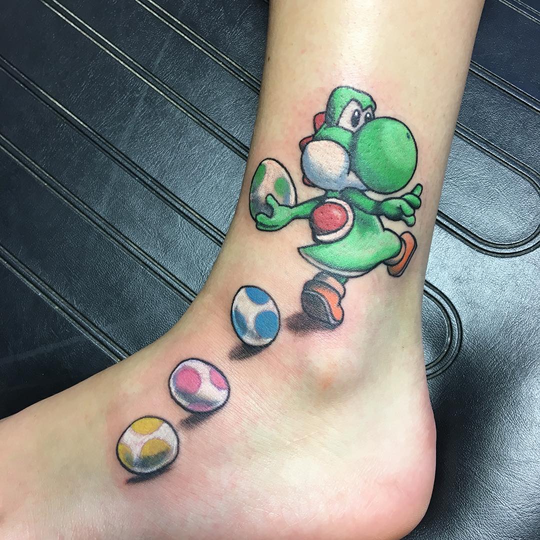 Yoshi Tattoo by Chris Labrenz at Black Gold Tattoo Co in Edmonton Alberta Canada