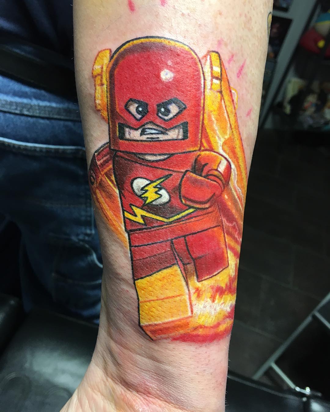 Lego Joker Tattoo by Chris Labrenz at Black Gold Tattoo Co in Edmonton Alberta Canada