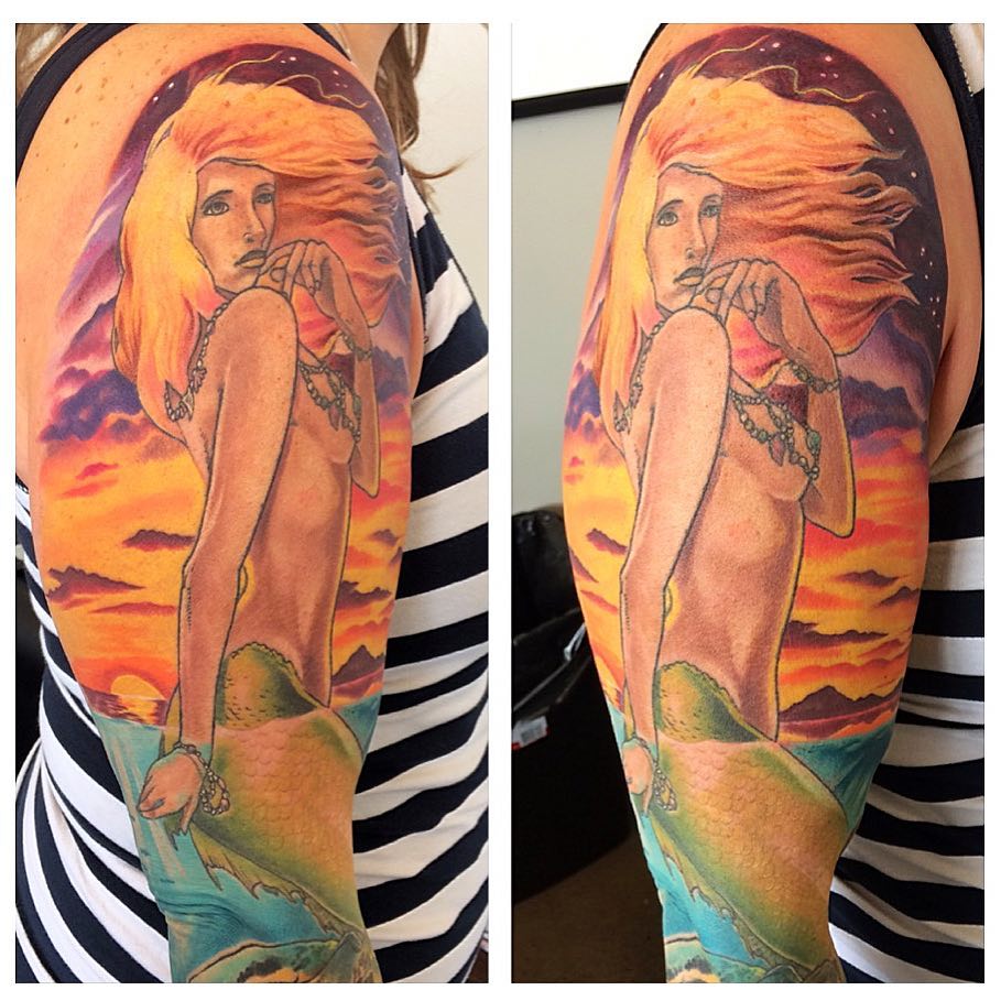 Mermaid Tattoo by Chad Lavers at Crimson Empire Tattoo in Edmonton Alberta Canada