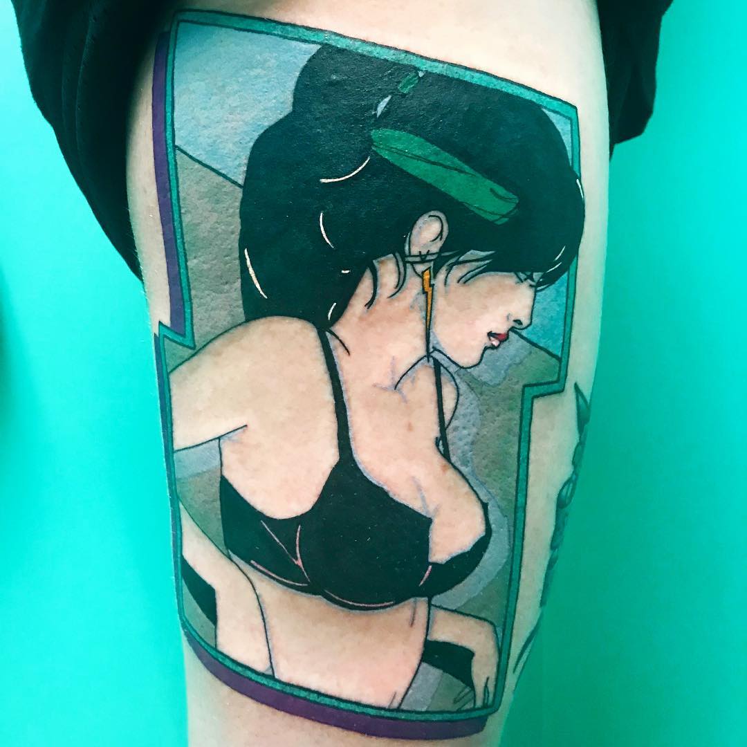 Patrick Nagel Tattoo by Jess Alther at Black Gold Tattoo Co in Edmonton Alberta Canada