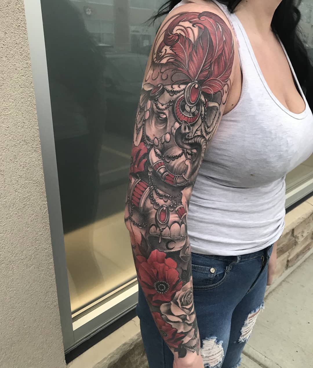 Circus Elephant Sleeve by Sasha Day at Black Gold Tattoo Co in Edmonton Alberta Canada