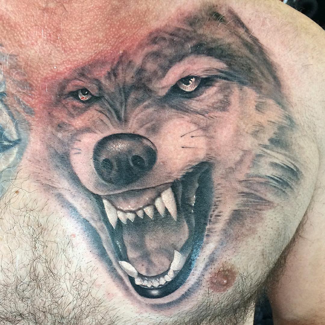 Wolf Tattoo by Chad Lavers at Crimson Empire Tattoo in Edmonton Alberta Canada