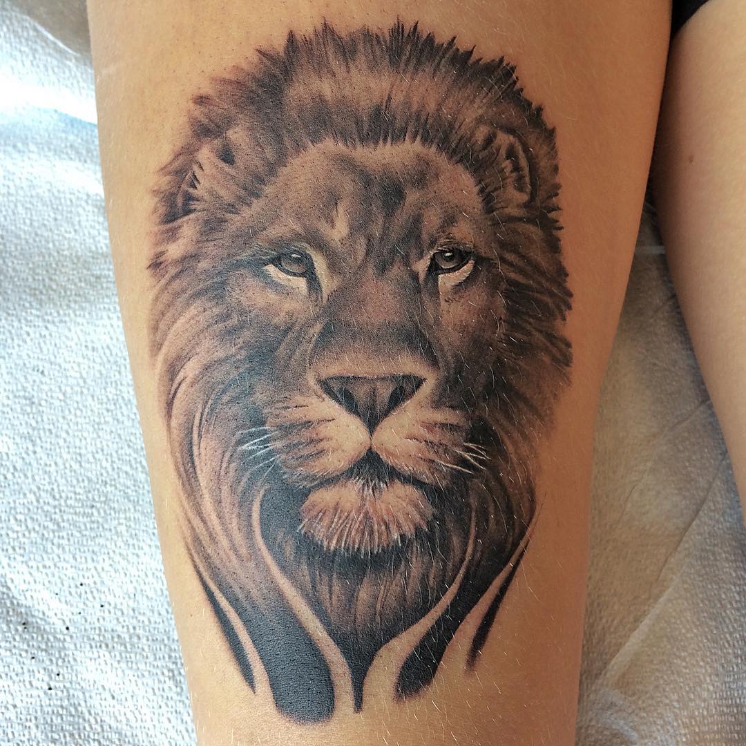 Lion Tattoo by Chad Lavers at Crimson Empire Tattoo in Edmonton Alberta Canada