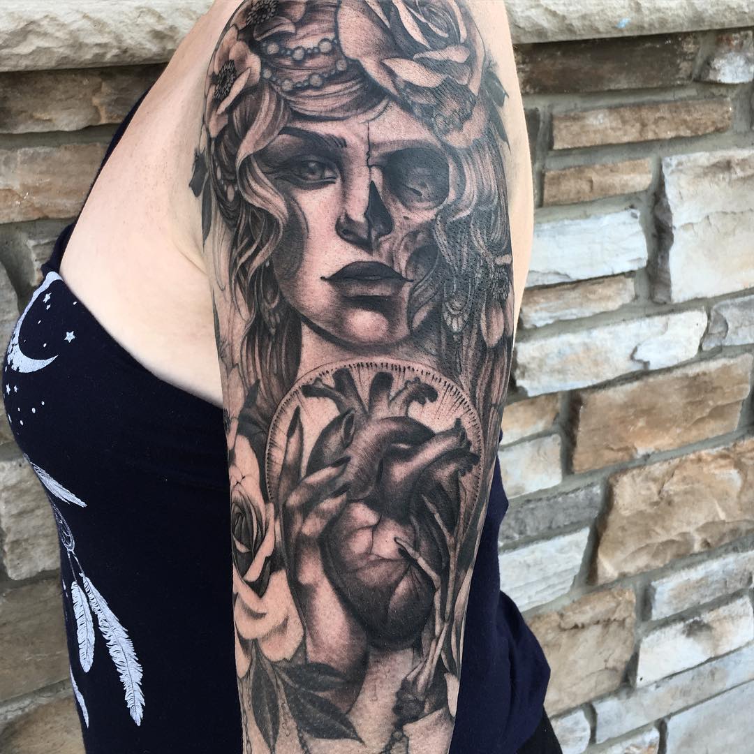 Anatomical Heart Tattoo by Sasha Day at Black Gold Tattoo Co in Edmonton Alberta Canada