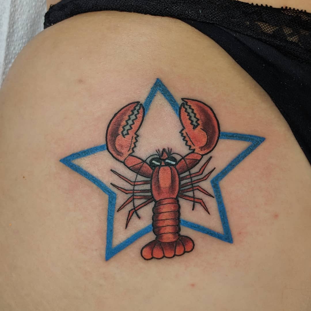 Lobster Tattoo by Sheila Anderson at Crimson Empire Tattoo in Edmonton Alberta Canada