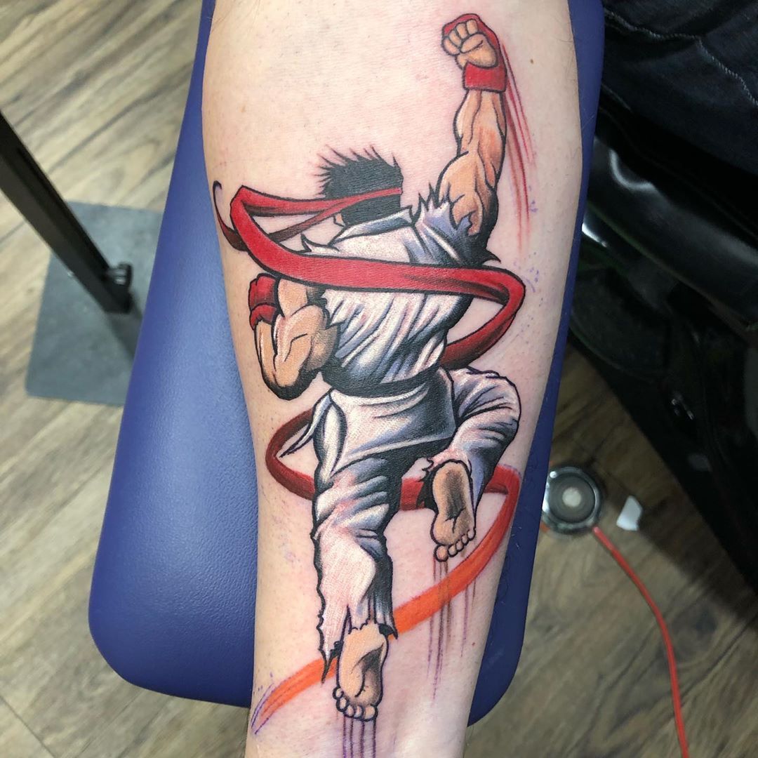 Ryu Street Fighter Tattoo by Chris Labrenz at Black Gold Tattoo Co in Edmonton Alberta Canada