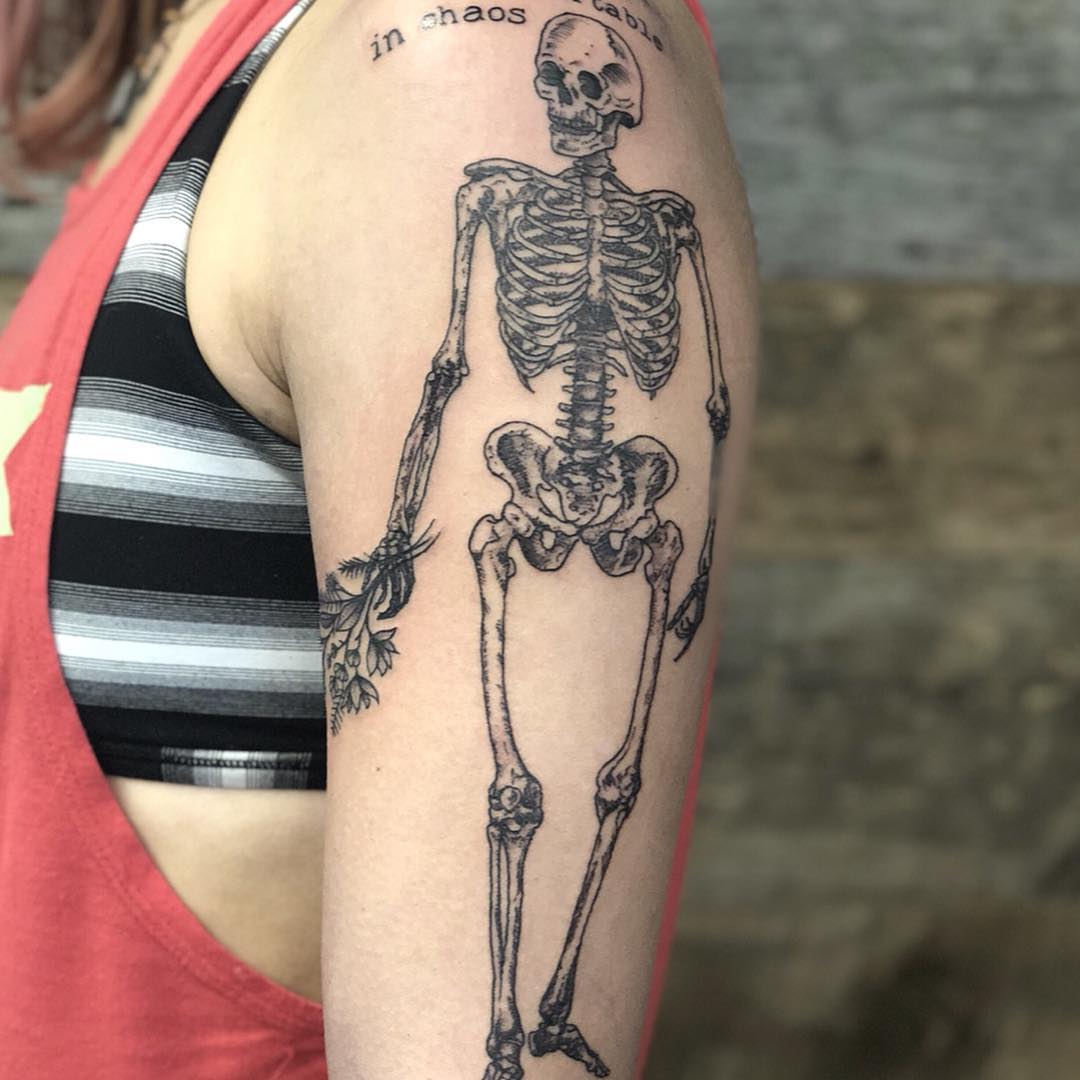 Skeleton Tattoo by Vanessa Spezowka at Crimson Empire Tattoo in Edmonton Alberta Canada