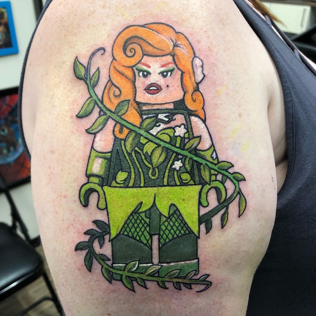 Lego Poison Ivy by Chris Labrenz at Black Gold Tattoo Co in Edmonton Alberta Canada