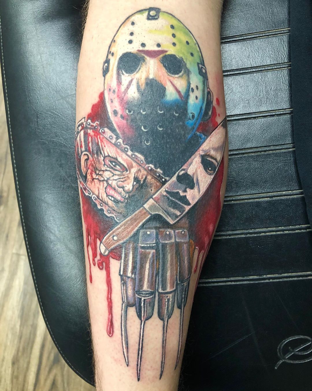 Horror Movie Legends Tattoo by Chris Labrenz at Black Gold Tattoo Co in Edmonton Alberta Canada