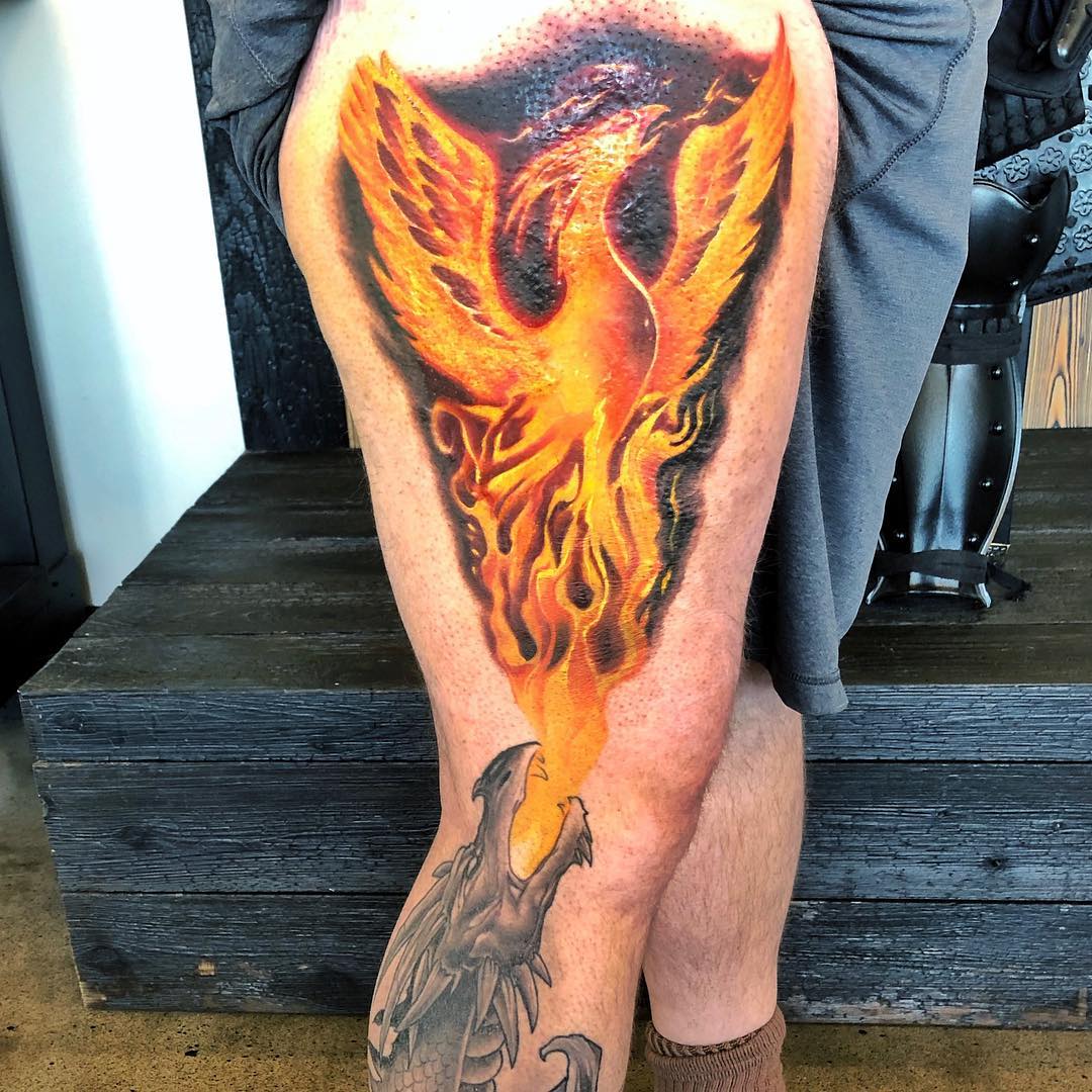 Phoenix Tattoo by Chad Lavers at Crimson Empire Tattoo in Edmonton Alberta Canada