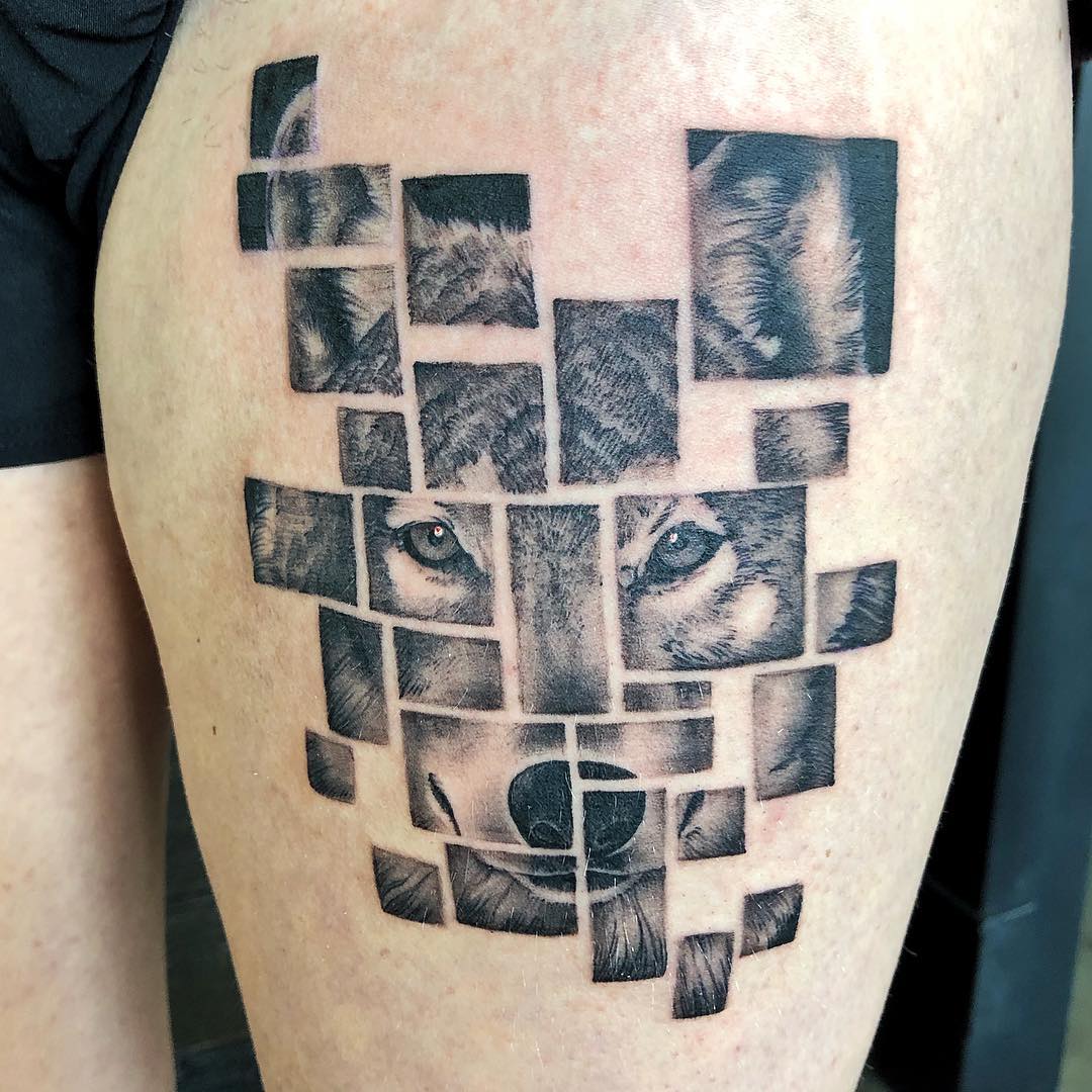 Fractal Wolf Tattoo by Chad Lavers at Crimson Empire Tattoo in Edmonton Alberta Canada