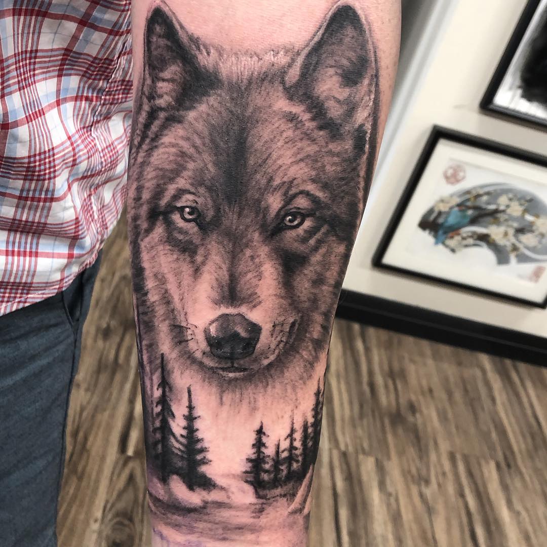 Wolf Tattoo by Steve Hayes at Black Gold Tattoo Co in Edmonton Alberta Canada