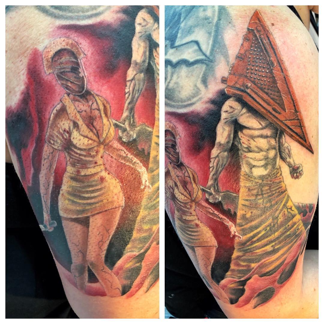 Silent Hill Tattoo by Chad Lavers at Crimson Empire Tattoo in Edmonton Alberta Canada