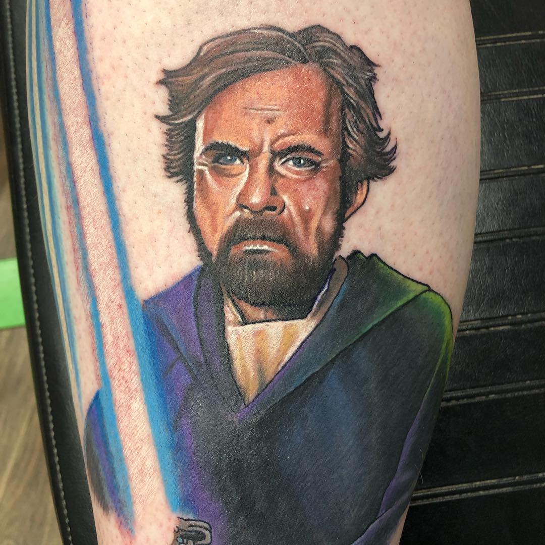 Luke Skywalker Tattoo by Chris Labrenz at Black Gold Tattoo Co in Edmonton Alberta Canada