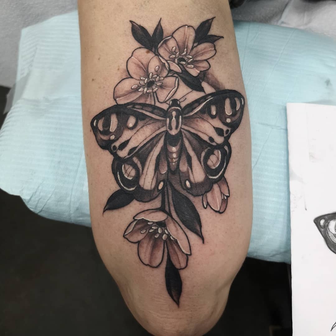 Moth Tattoo by Sasha Day at Black Gold Tattoo Co in Edmonton Alberta Canada