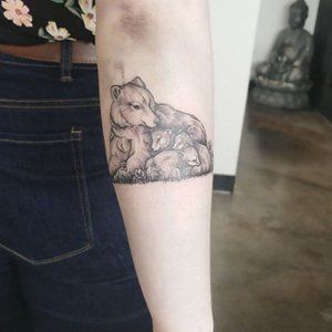 Bear and Cubs Tattoo by Adrienne Alexander at Crimson Empire Tattoo in Edmonton Alberta Canada
