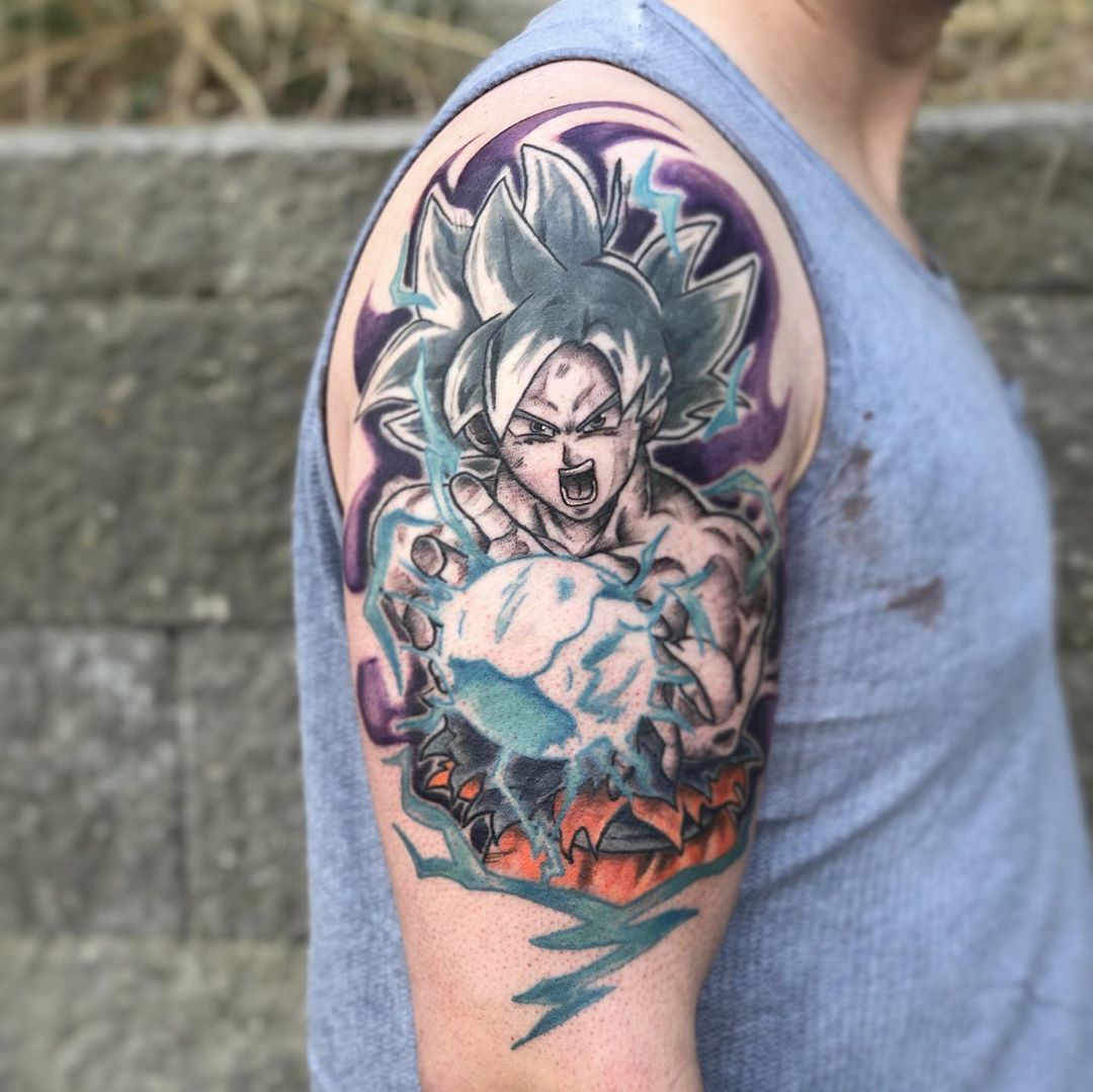 Goku Tattoo by Vanessa Spezowka at Crimson Empire Tattoo in Edmonton Alberta Canada