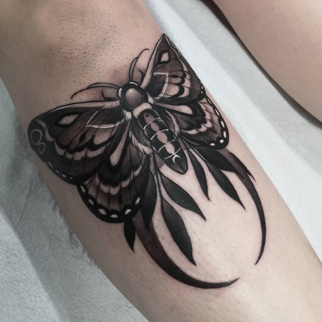 Moth Tattoo by Sasha Day at Black Gold Tattoo Co in Edmonton Alberta Canada