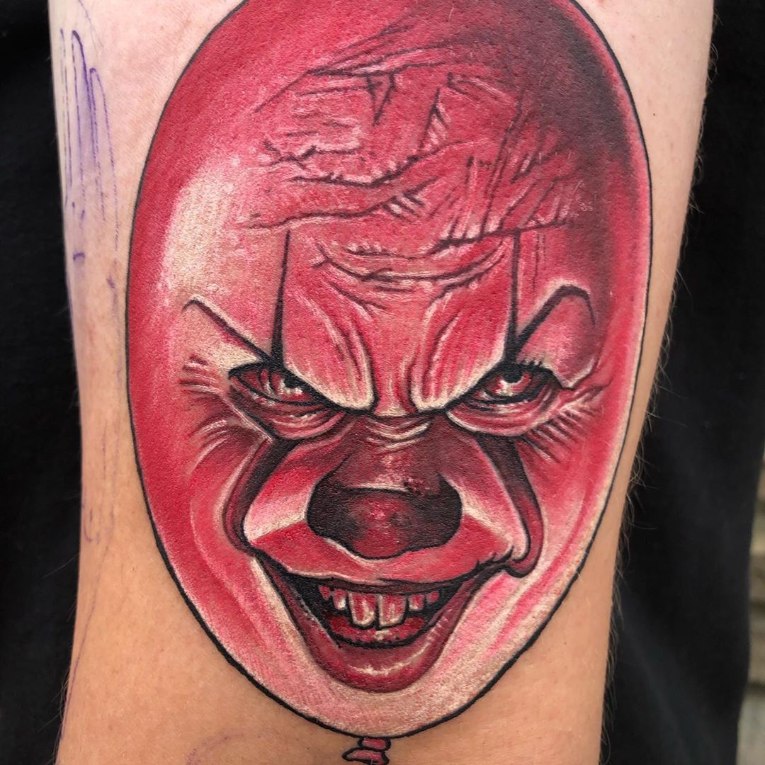 Pennywise Balloon Tattoo by Chris Labrenz at Black Gold Tattoo Co in Edmonton Alberta Canada