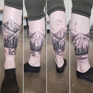 Mountain Landscape Tattoo by Adrienne Alexander at Crimson Empire Tattoo in Edmonton Alberta Canada