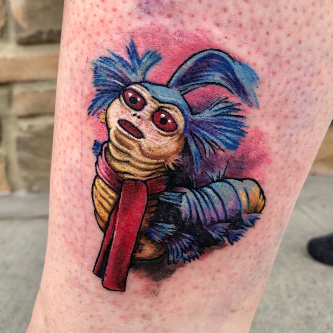 Labyrinth Worm Tattoo by Chris Labrenz at Black Gold Tattoo Co in Edmonton Alberta Canada