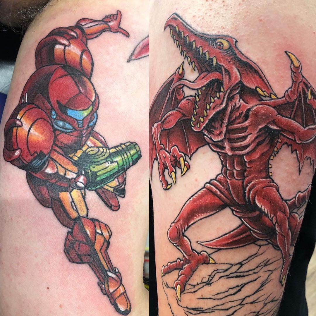 Super Metroid Tattoo by Chris Labrenz at Black Gold Tattoo Co in Edmonton Alberta Canada