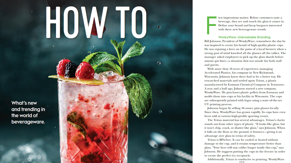 WonkyWare Featured in Bar Business Magazine article in August 2019