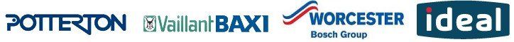 Potterton logo, Vaillant BAXI logo, Worcester Bosch Group logo, ideal logo