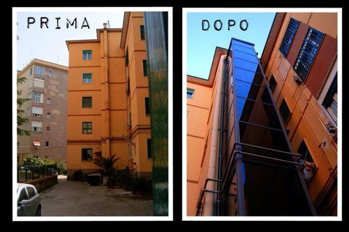Prima e dopo ascensore