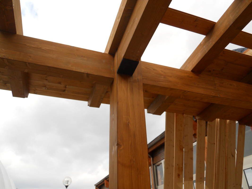 Si sta costruendo una struttura in legno con tetto trasparente