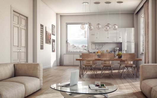 interior design con pavimento in legno
