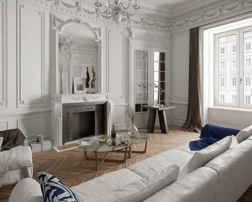 grandi finestre in legno in spazio elegante