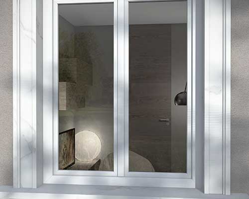 Vista frontale del serramento in PVC