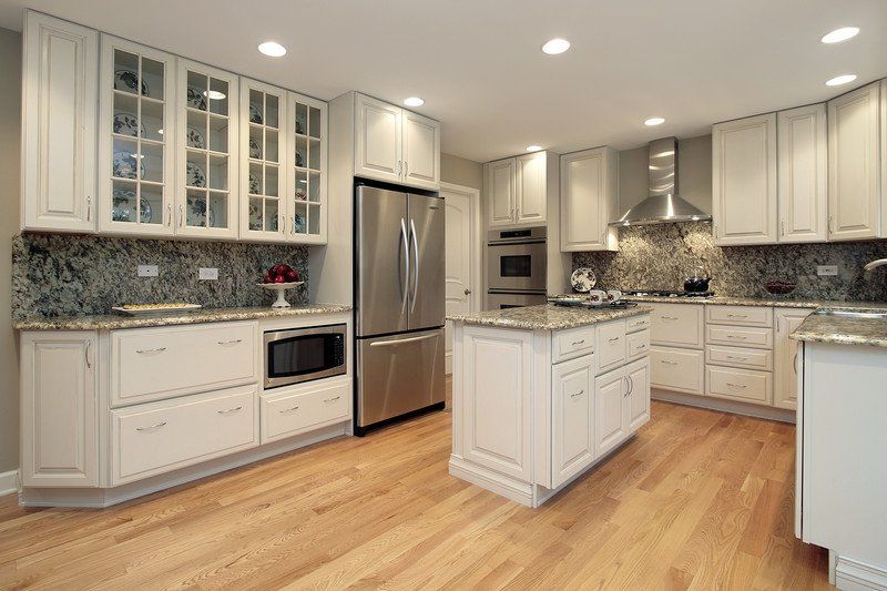 Modern white kitchen with a center island