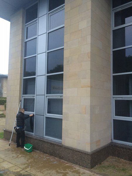 glass cleaning of the commercial building