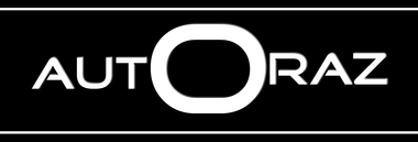 A white logo on a black background that says autoraz