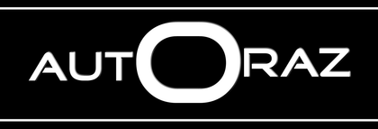 A white logo on a black background that says autoraz
