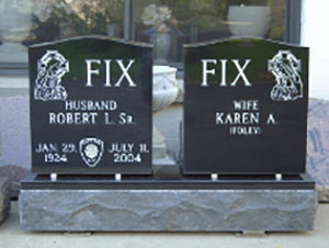 Cemetery Lettering — Double Monument Black Stone in Cheektowaga, NY
