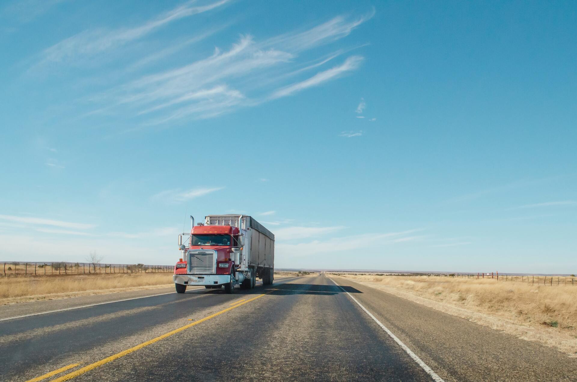 Truck on the middle of the road