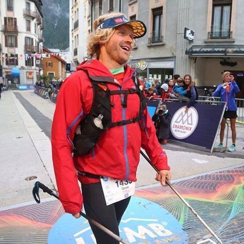 Dean Russell crossing UTMB finish line