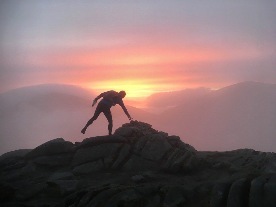 fell running round; scrambling on rock